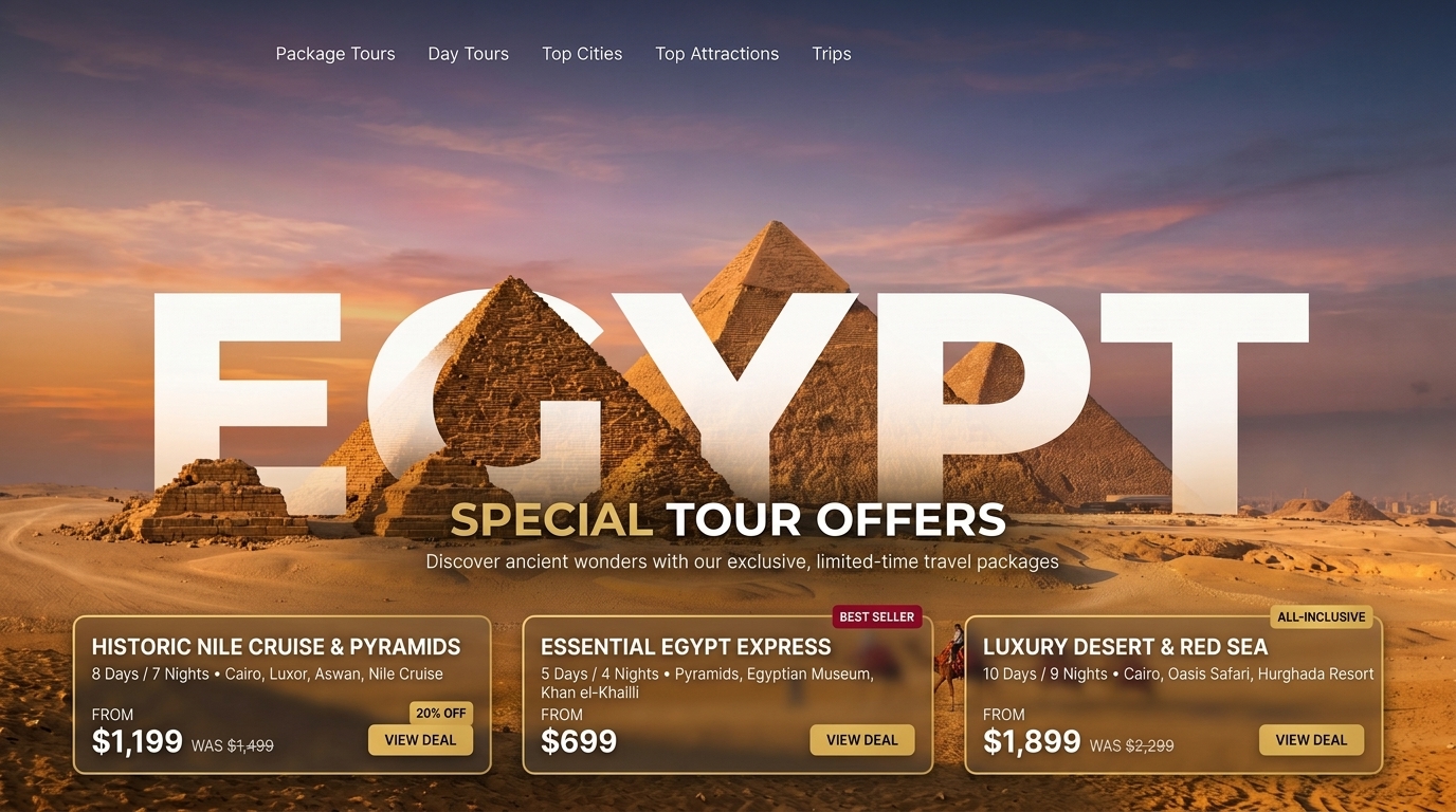 Pacchetti Viaggio Egitto in Offerta | Fino al 28% di Sconto | Egypt Tours Club . banner