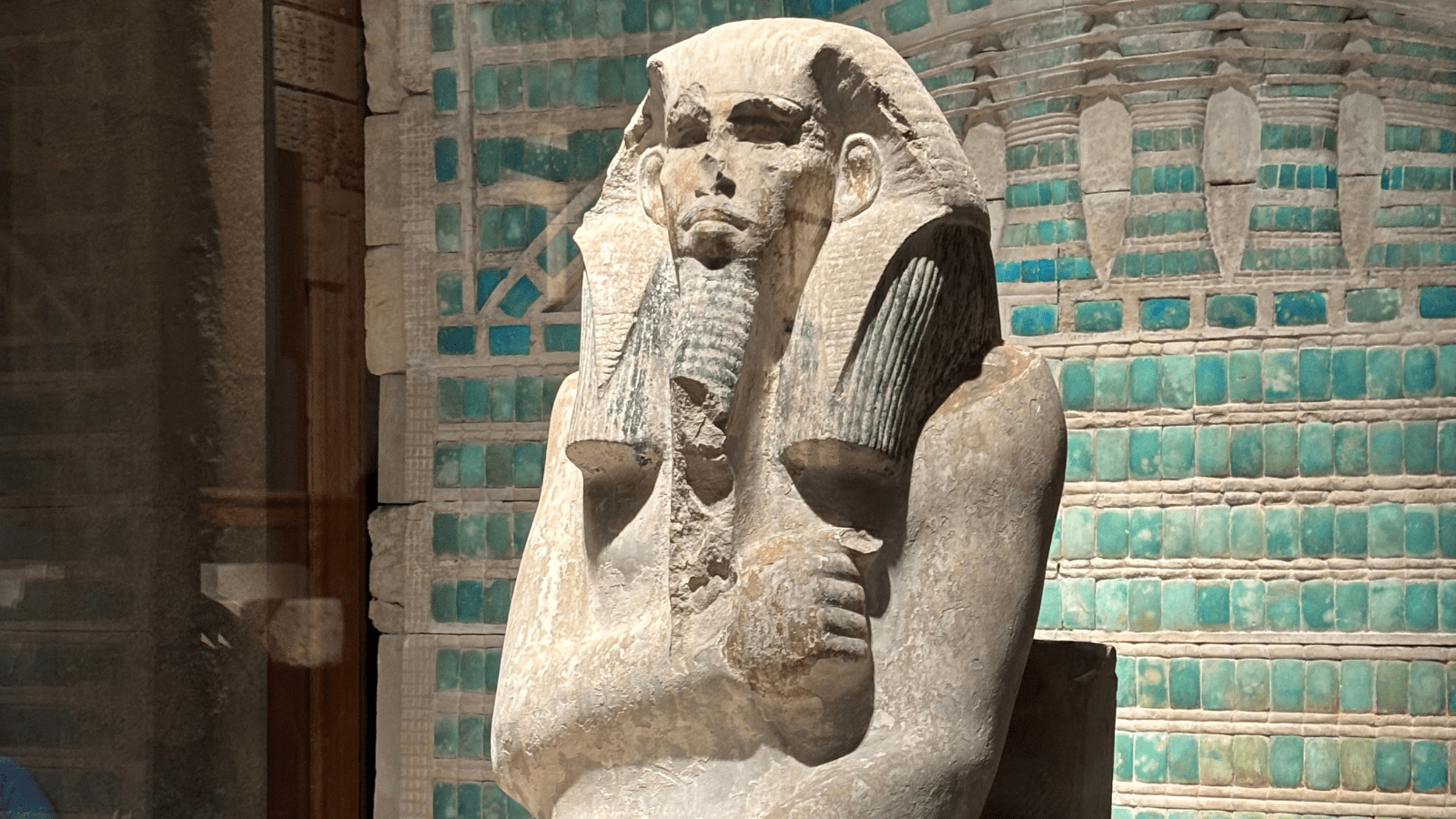 Ancient Egyptian royal sculpture displayed inside the Egyptian Museum in Cairo