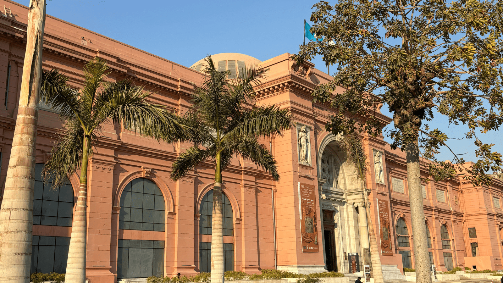 Exterior view of the Egyptian Museum building in central Cairo