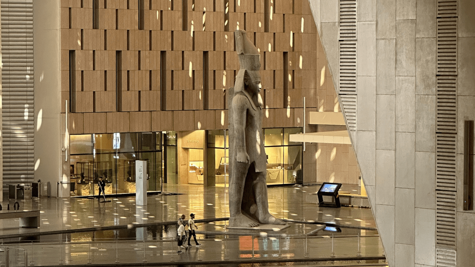 Grand Hall with the colossal statue of Ramesses II inside the Grand Egyptian Museum