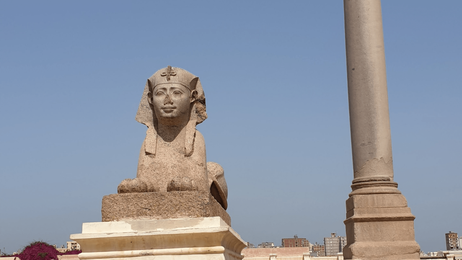 Pompey’s Pillar and sphinx in the Serapeum of Alexandria