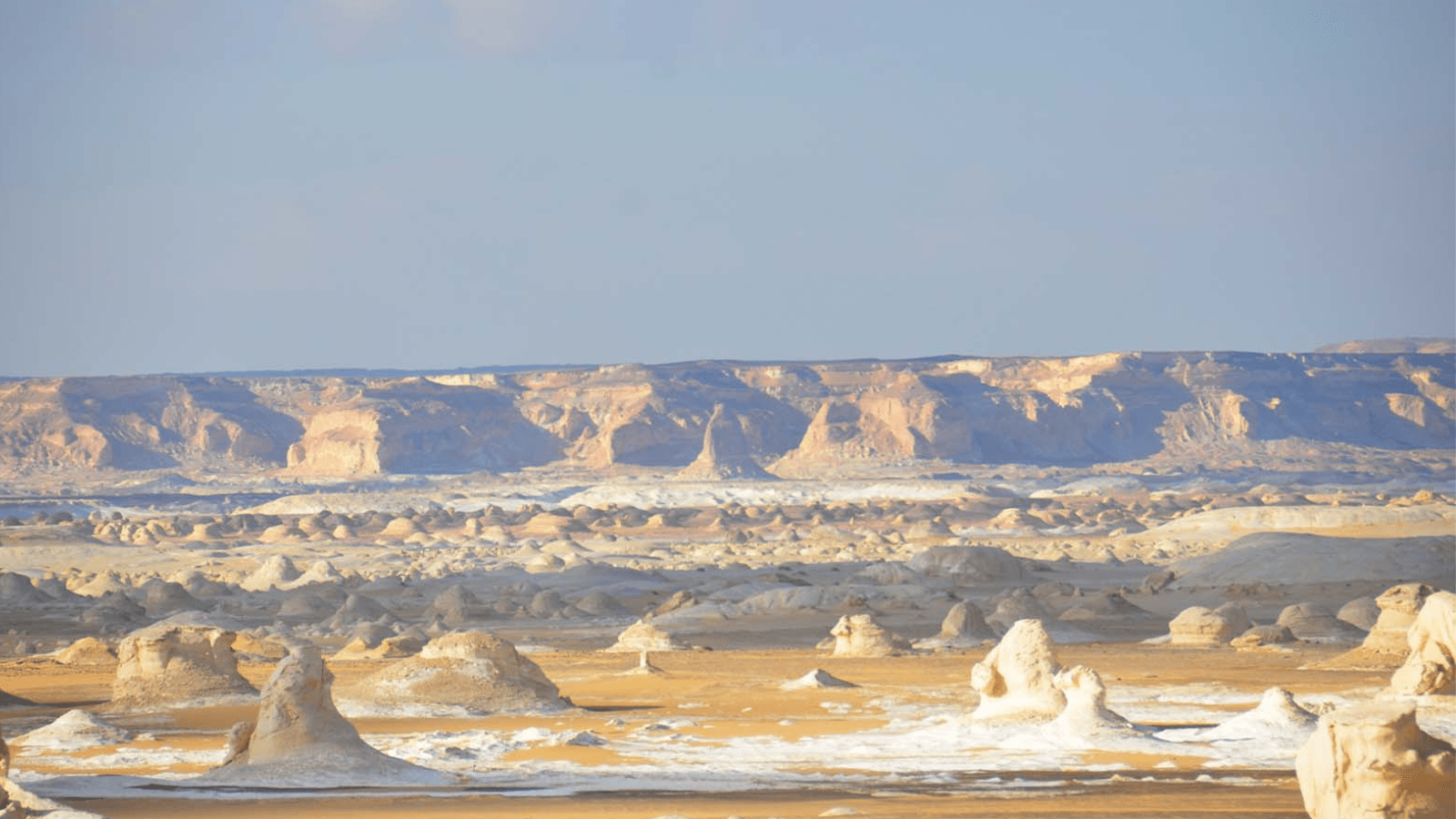 Western Desert escarpments and chalk landscape on the route from Bahariya Oasis