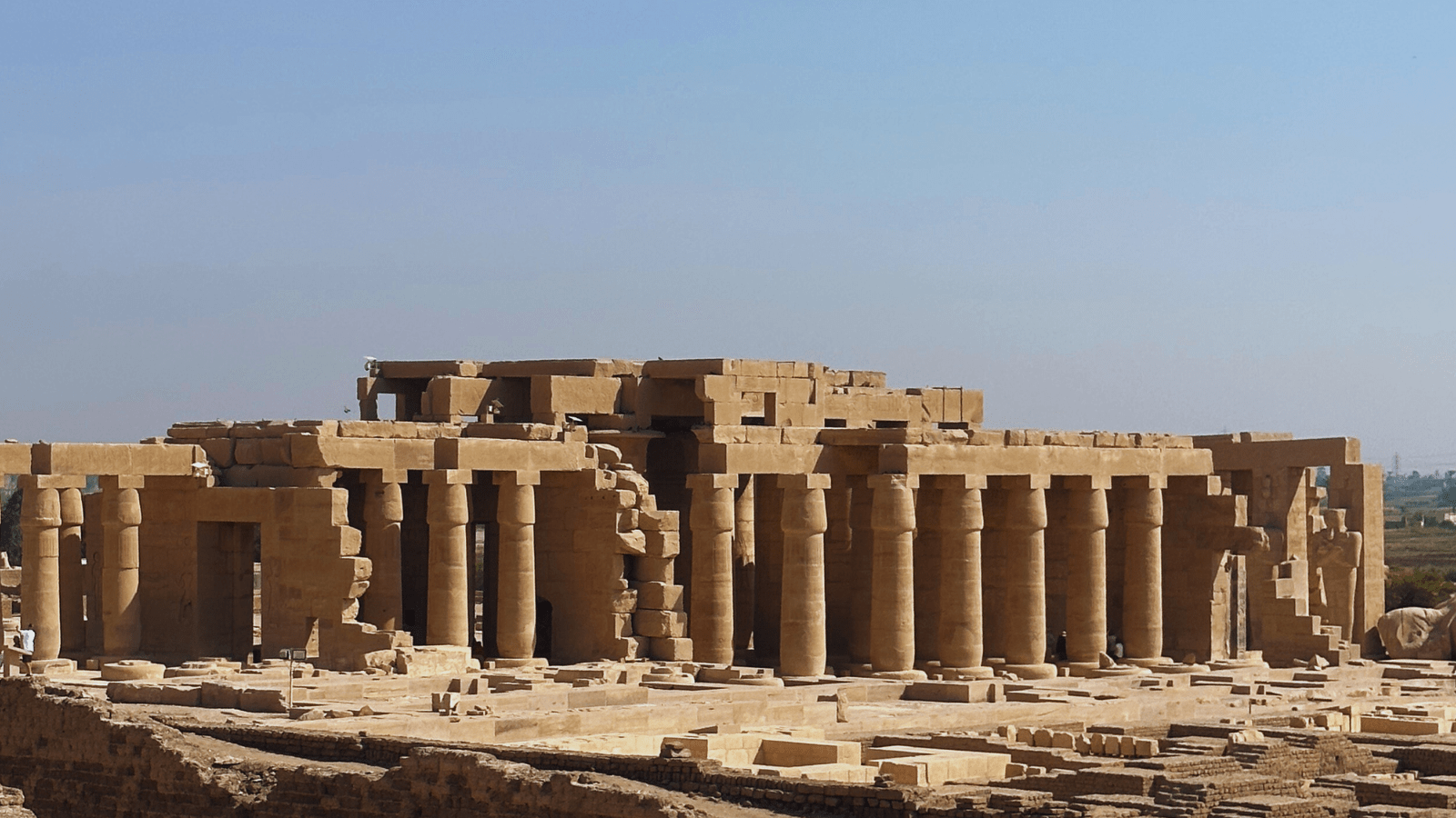 Hypostyle hall columns at the Ramesseum on Luxor West Bank