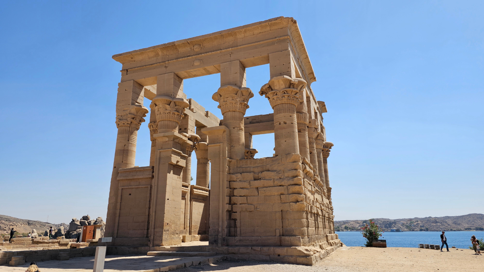 Trajan's Kiosk with open columns beside the Nile at Philae Temple