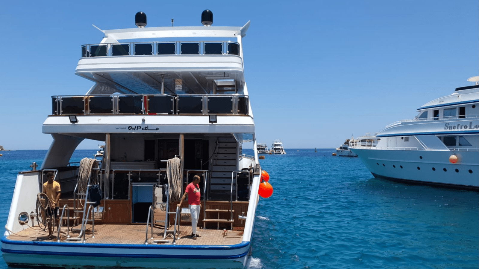 Passenger boat on the Red Sea during an island excursion from Hurghada