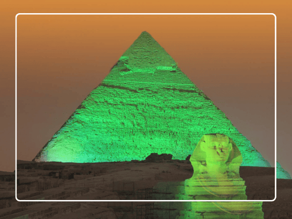 The optional tour of The Pyramids' Light Show