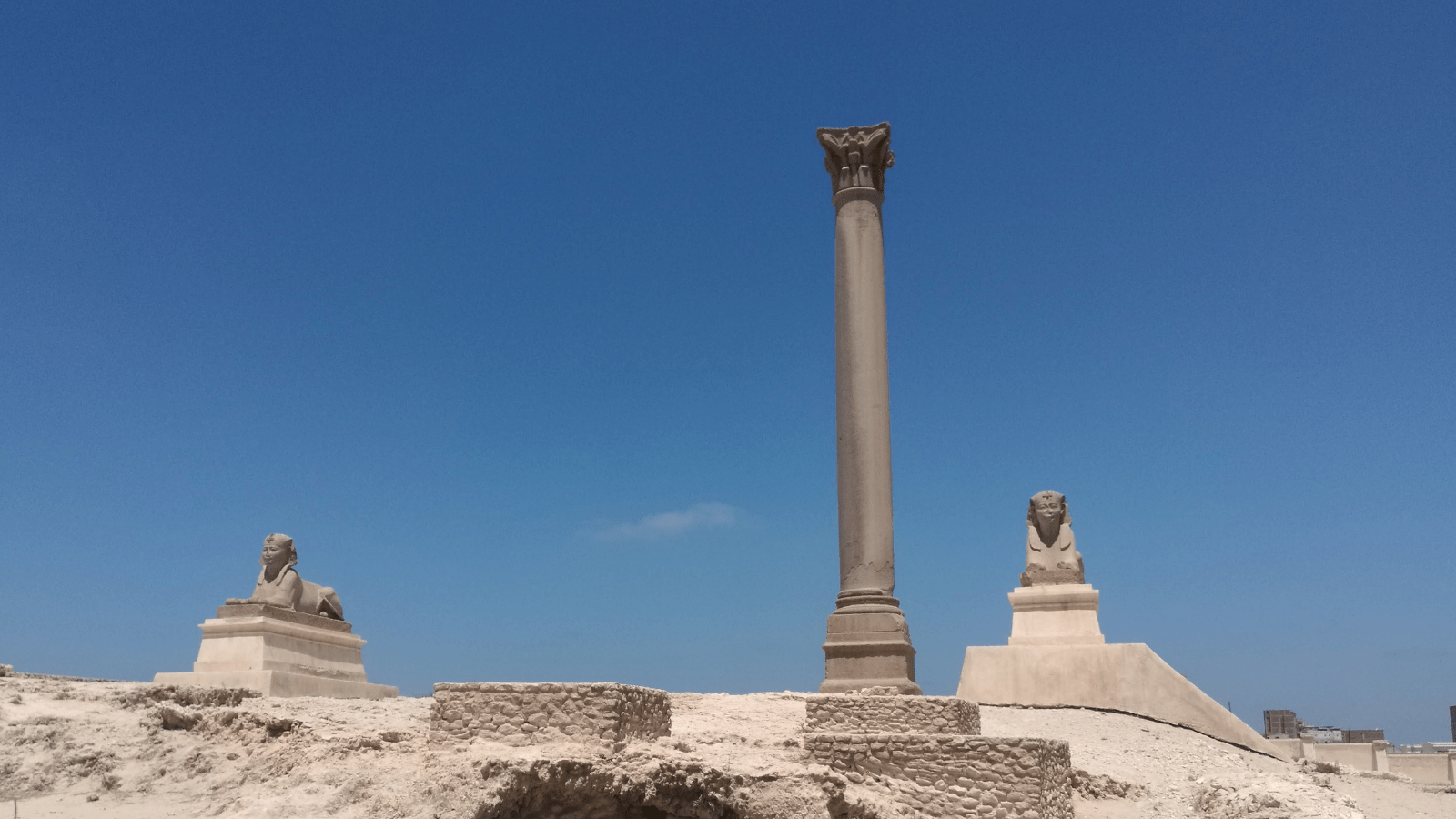 Pompey Pillar and sphinxes in Alexandria
