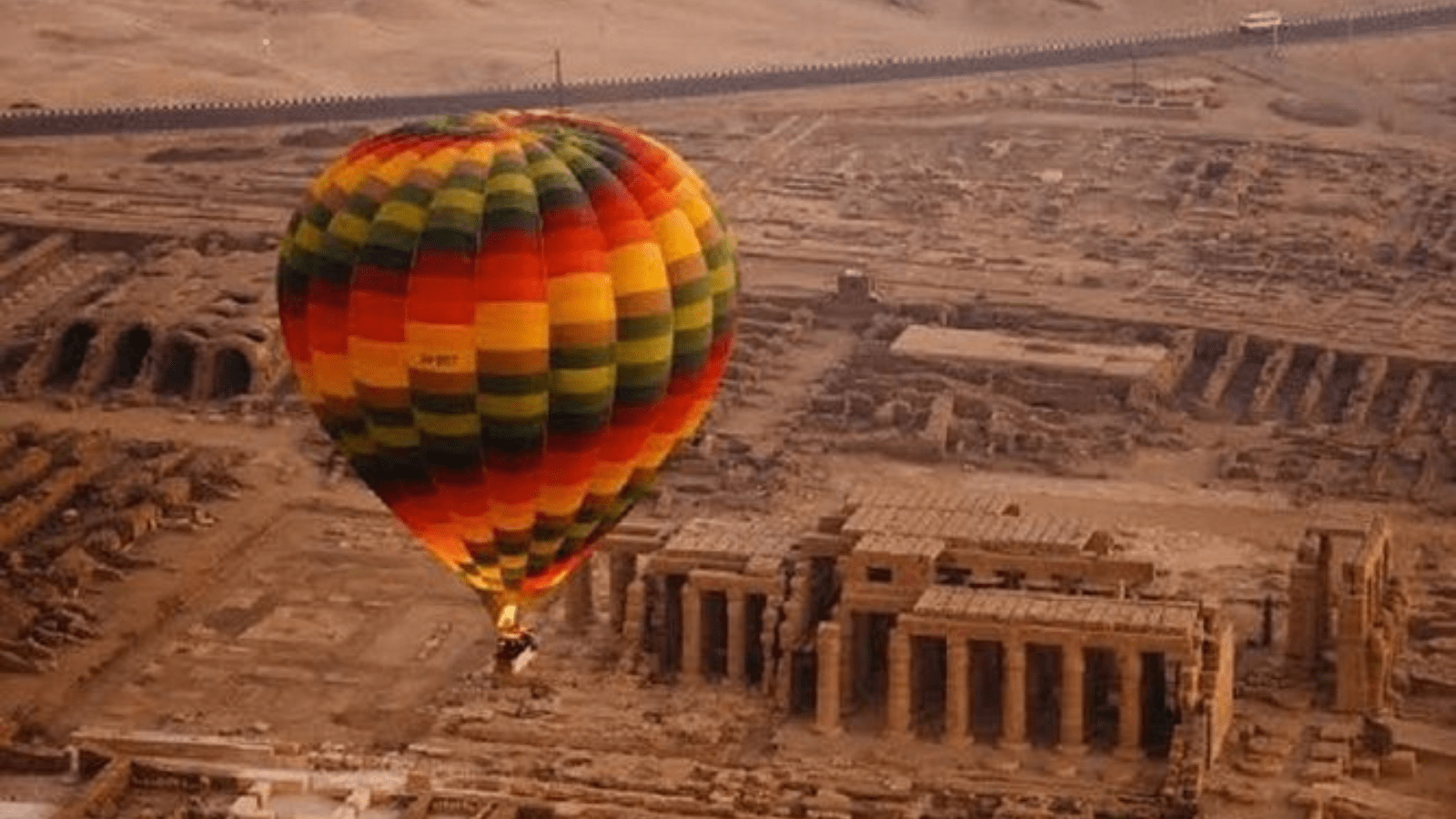 Hot air balloon above Luxor during a seven-day New Year journey in Egypt