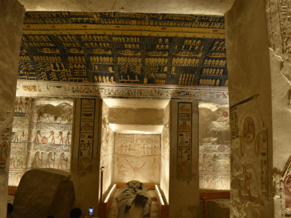 Decorated tomb chamber inside the Valley of the Kings Luxor