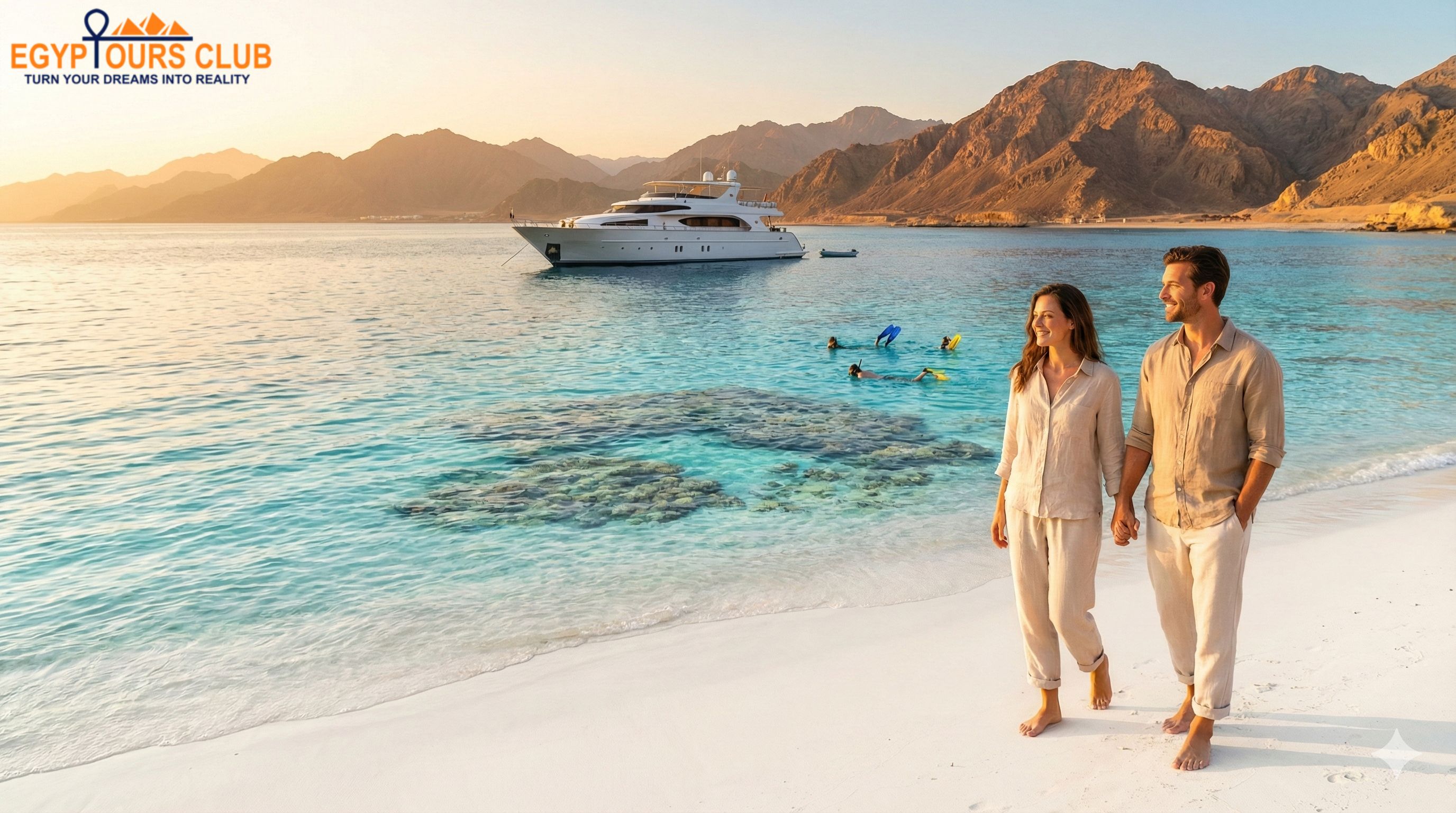 Red Sea beach and coral reef scenery in Sharm El Sheikh