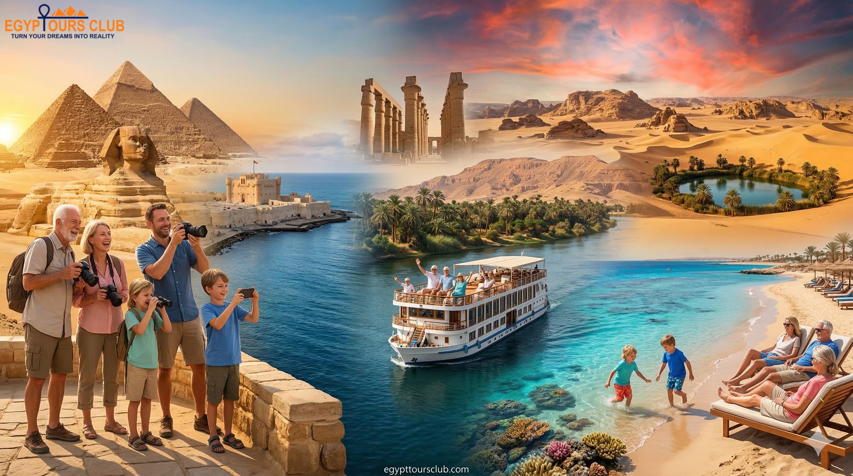 Family enjoying Cairo · Alexandria · Nile · Sharm · Desert during 15-Day Egypt Grand Family Adventure