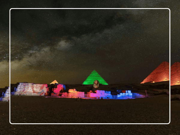 The optional tour of The Pyramids' Light Show