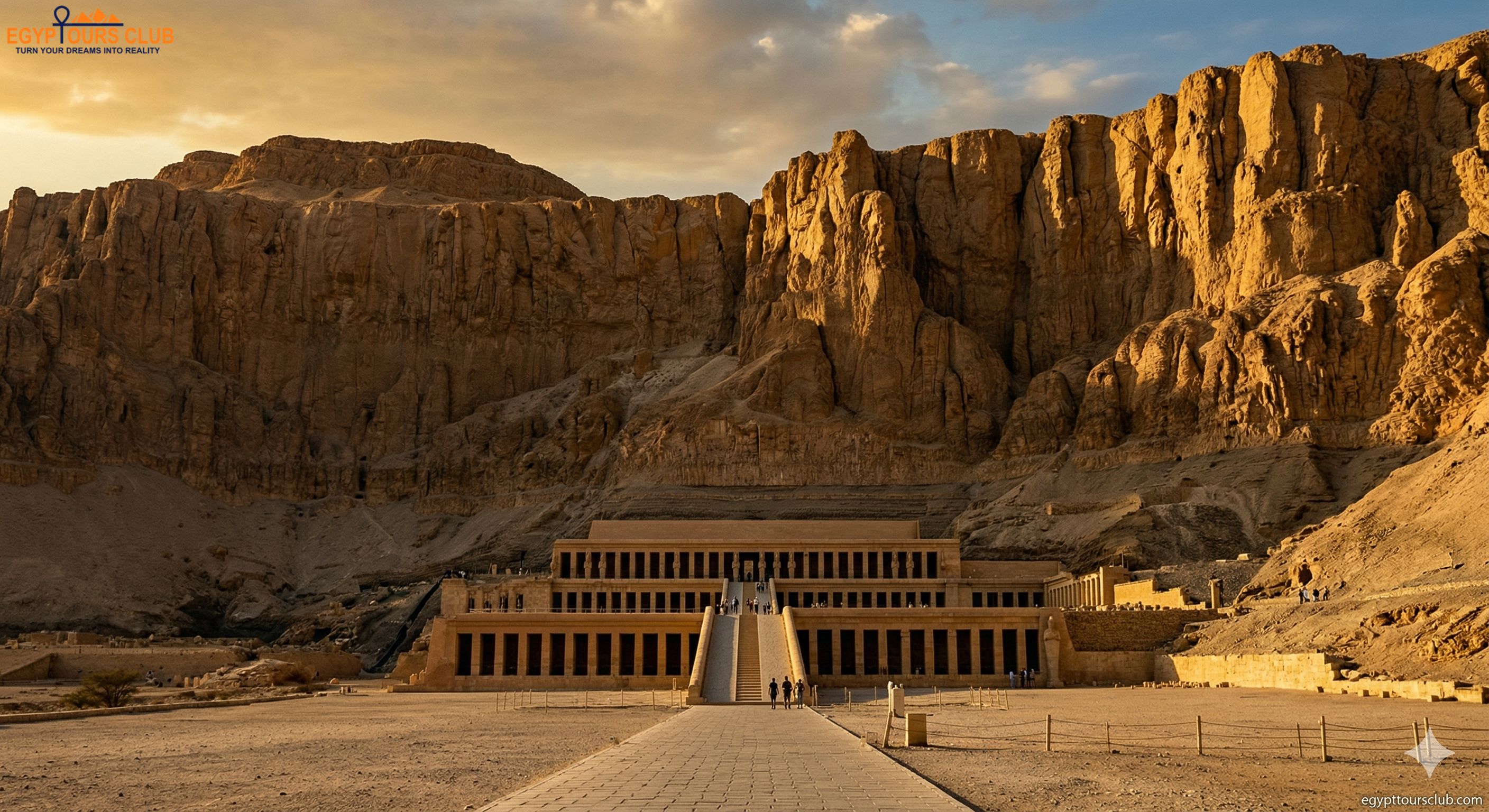 Hatshepsut Temple at Deir el-Bahari in Luxor with cliffs and terraces