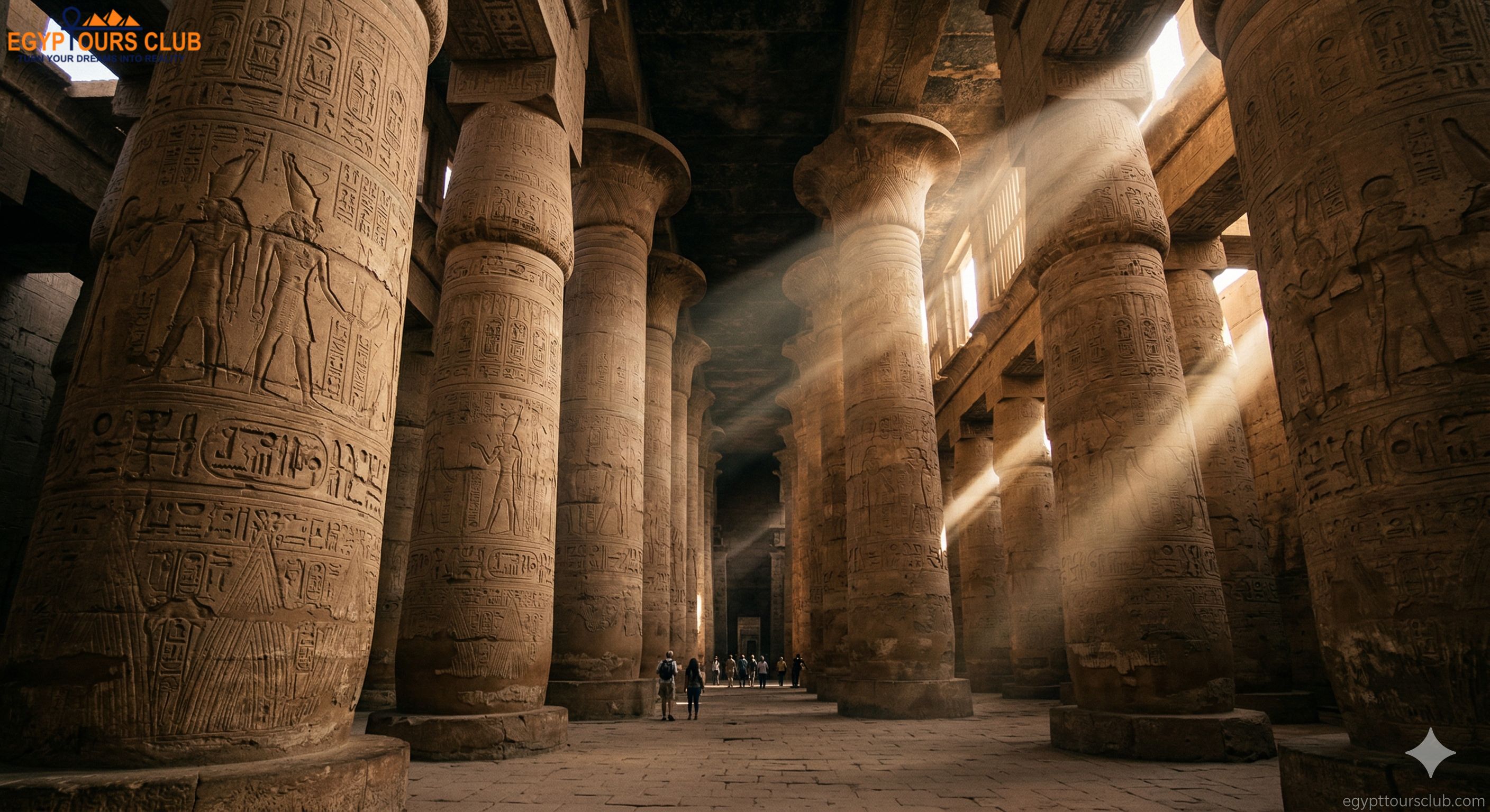 Karnak Temple Great Hypostyle Hall — giant columns with hieroglyphic carvings