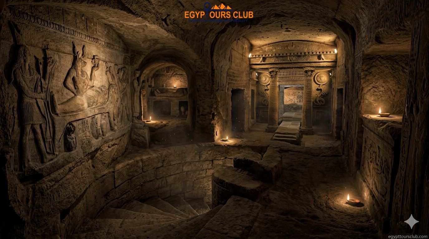 Kom El Shoqafa underground catacombs Alexandria with Bibliotheca Alexandrina itinerary