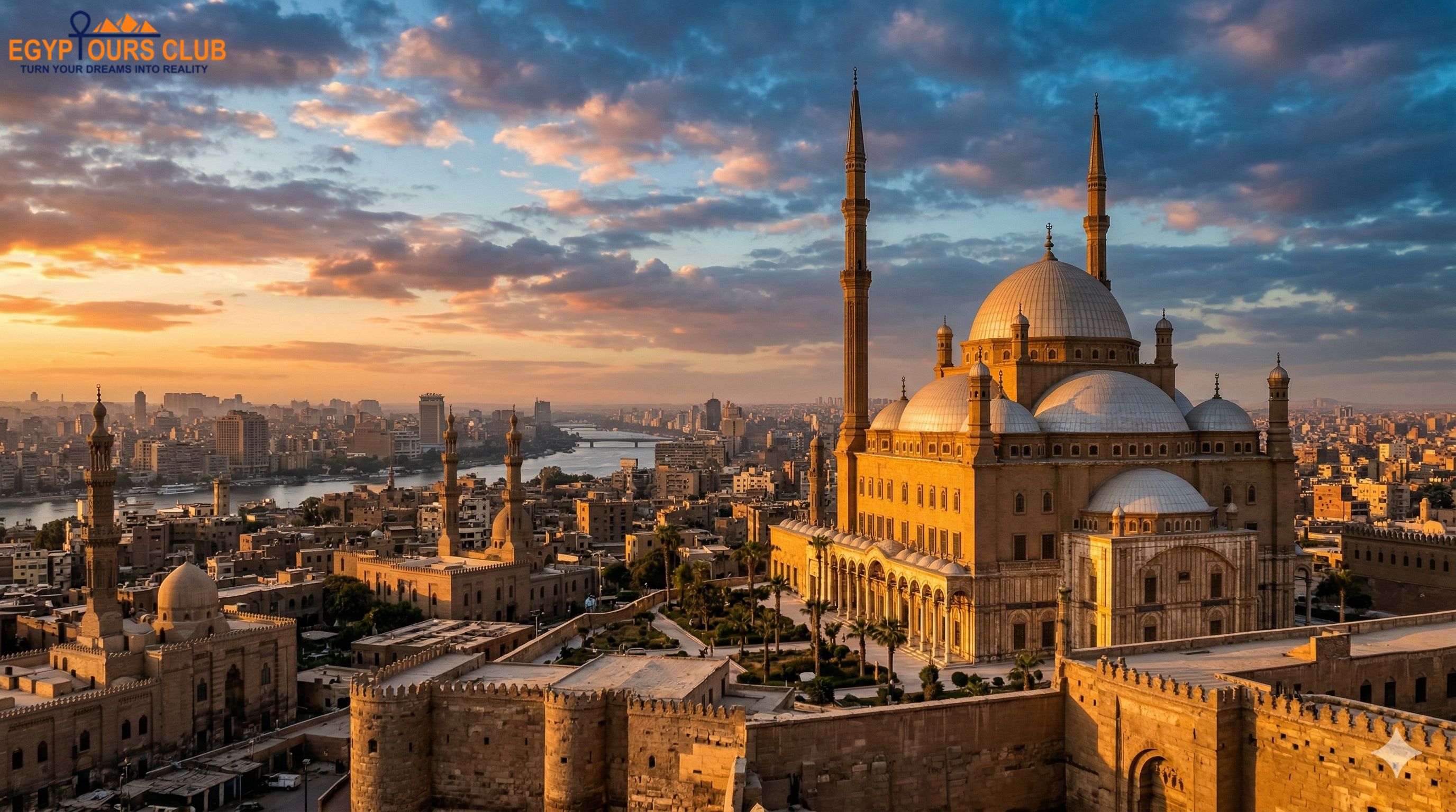 Historic Cairo monumental mosque architecture