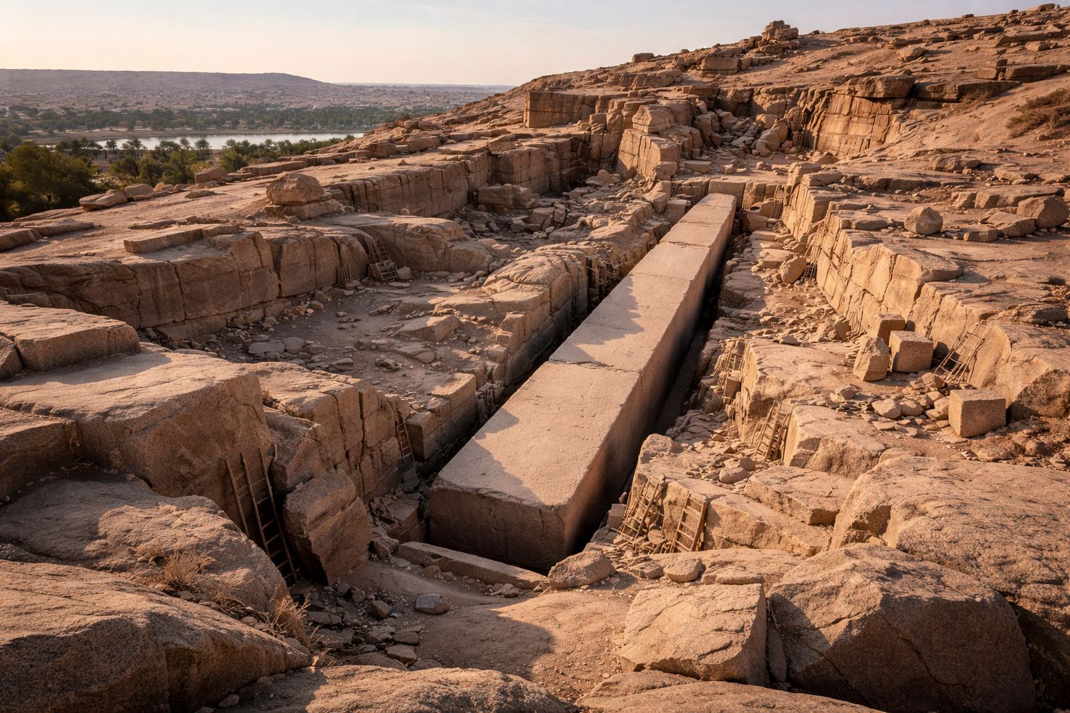 Wide view of the Unfinished Obelisk quarry in Aswan