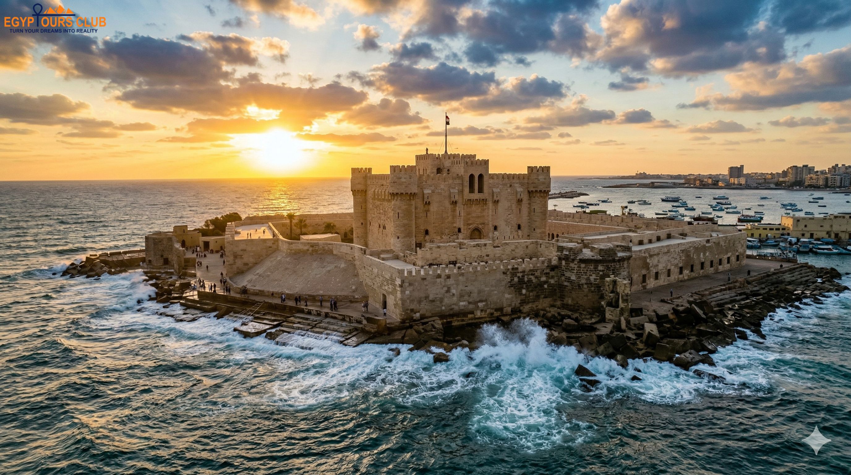 Qaitbay Citadel Alexandria coastal landmark paired with Pompey’s Pillar