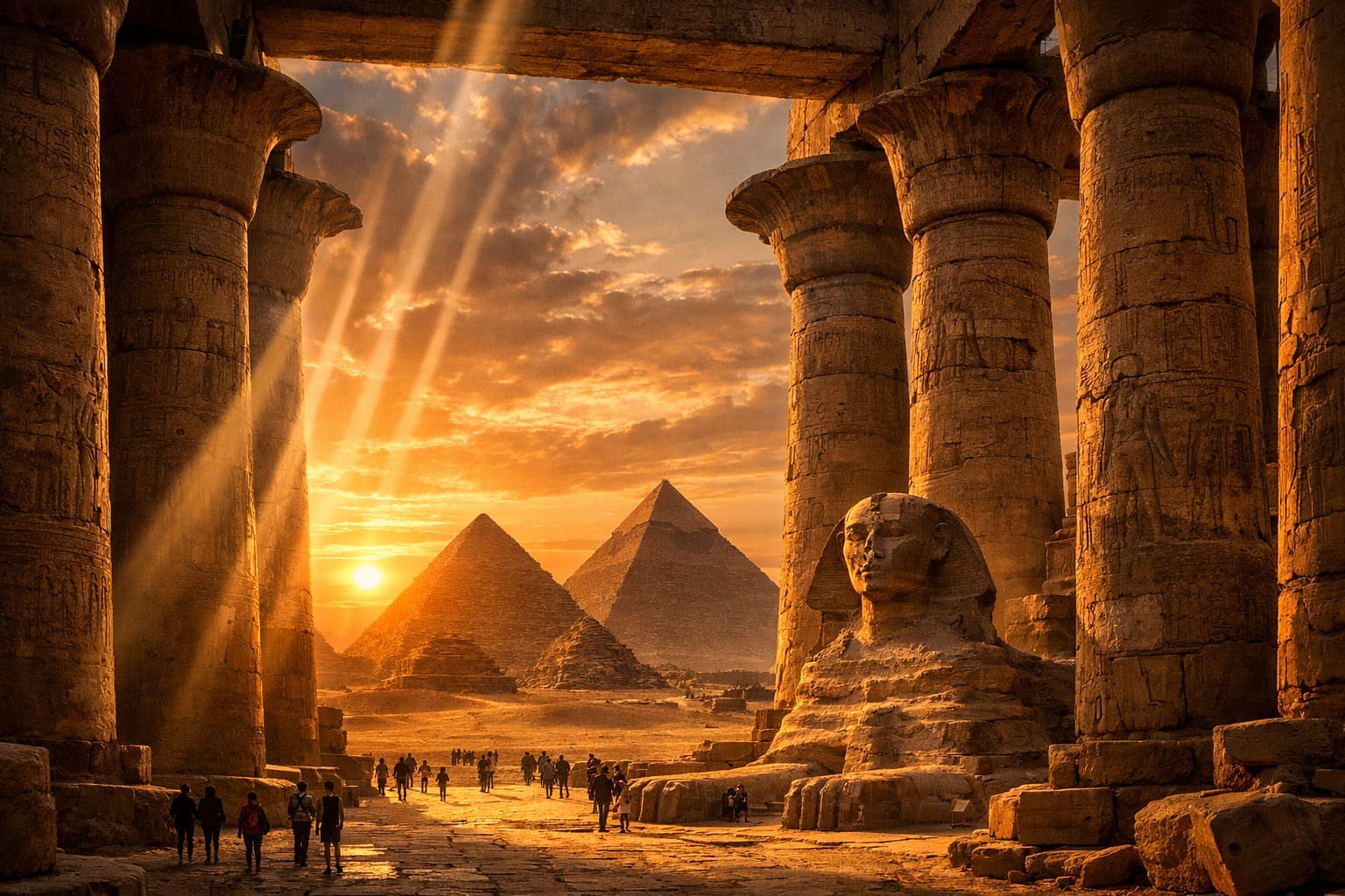 Great Hypostyle Hall Secrets & The Pyramids of Giza and Sphinx: A Complete Egypt Travel Guide . banner