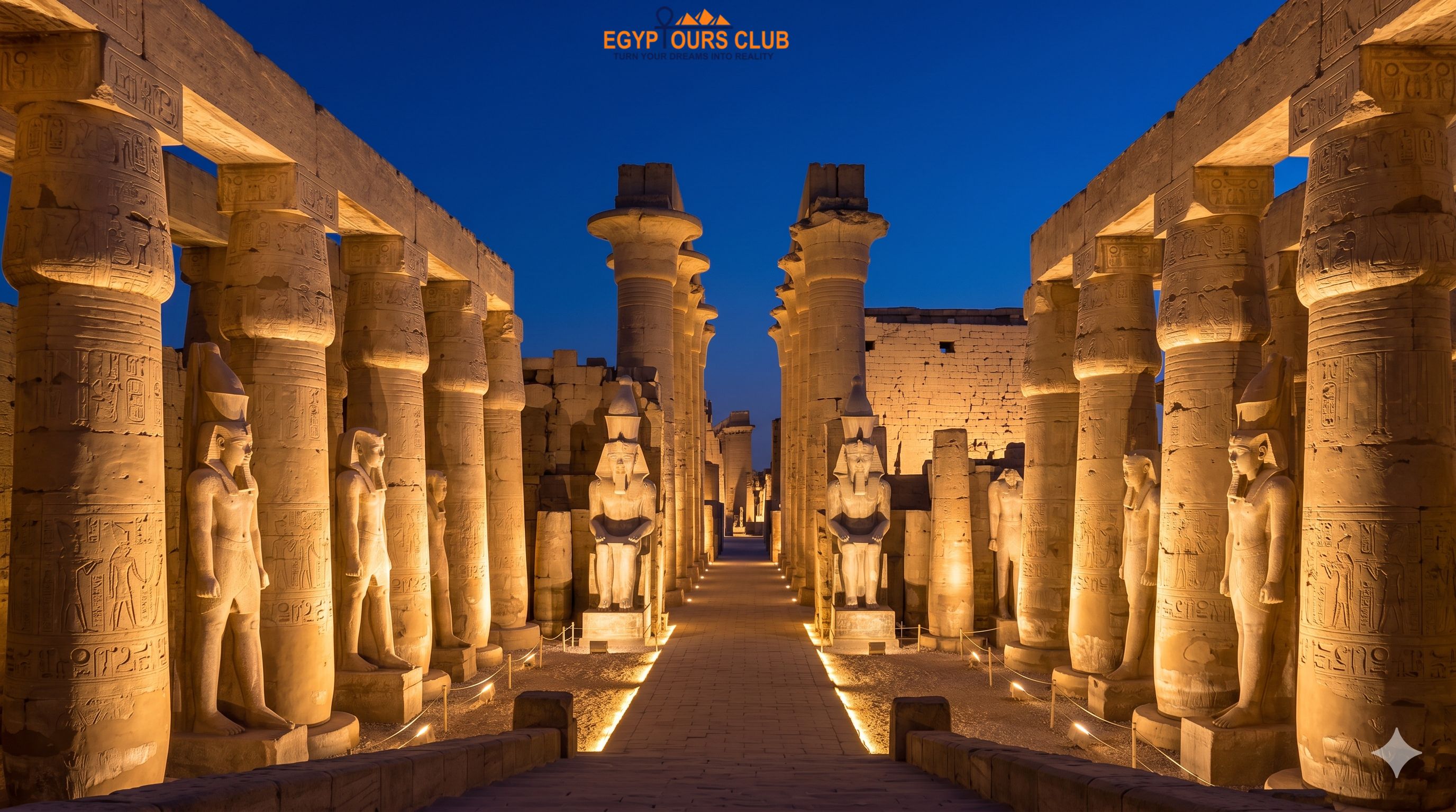 Luxor Temple illuminated at night
