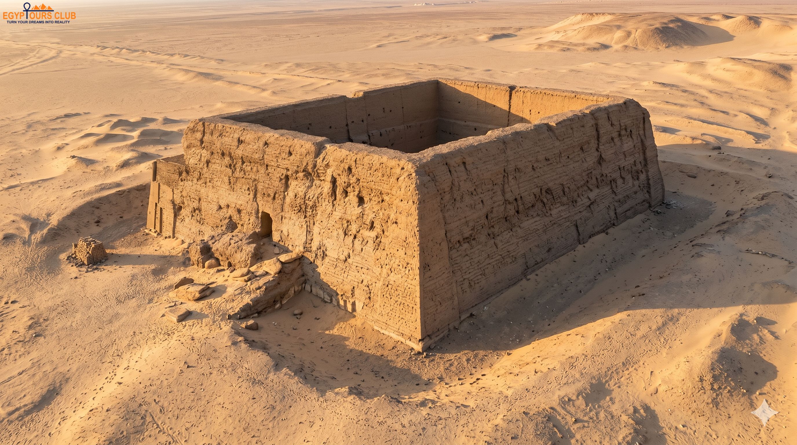 Shunet El-Zebib in Abydos, Egypt, showing its massive ancient mudbrick royal enclosure walls