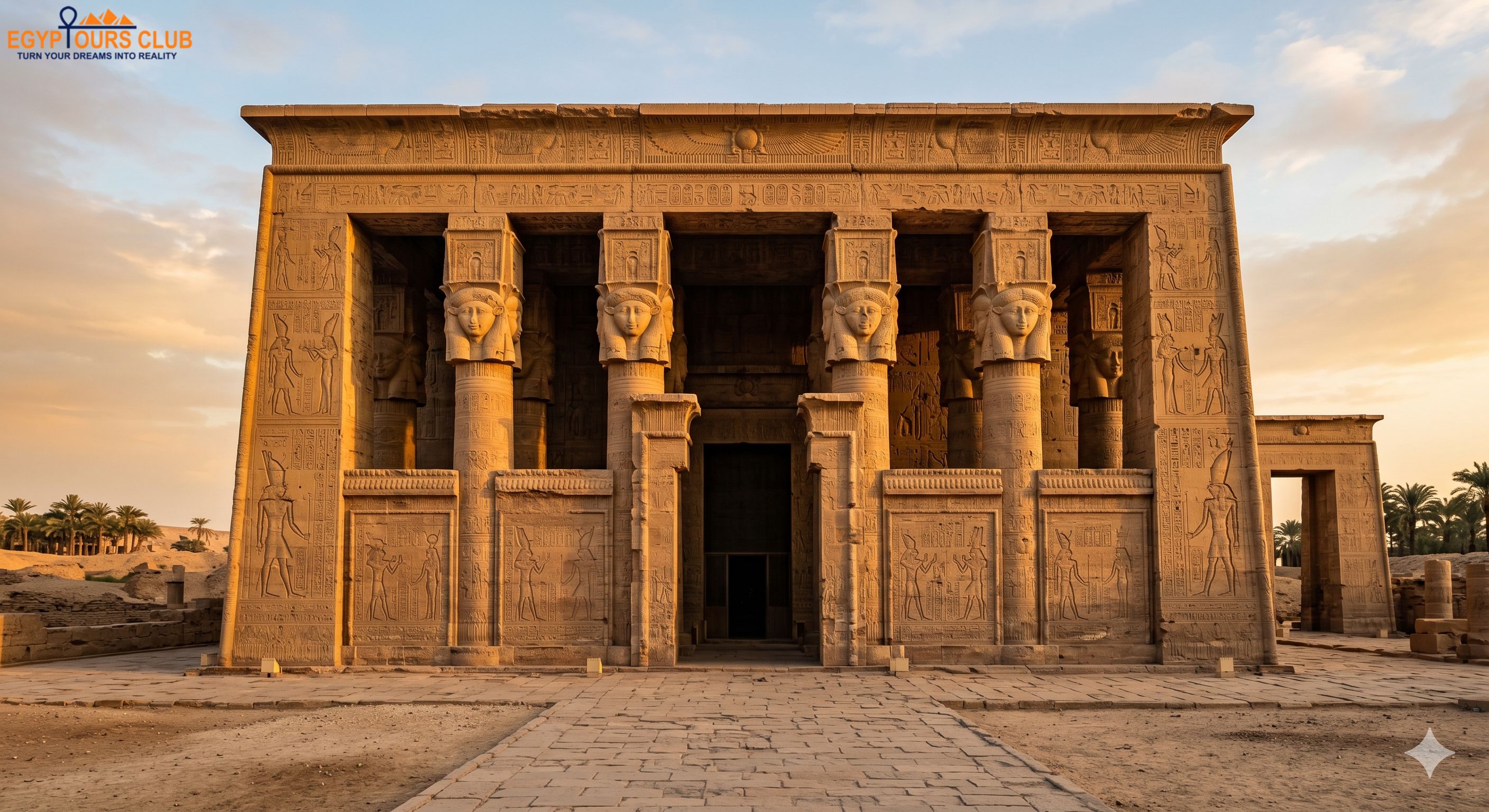 Dendera Temple Hathor columns paired with Abydos tour
