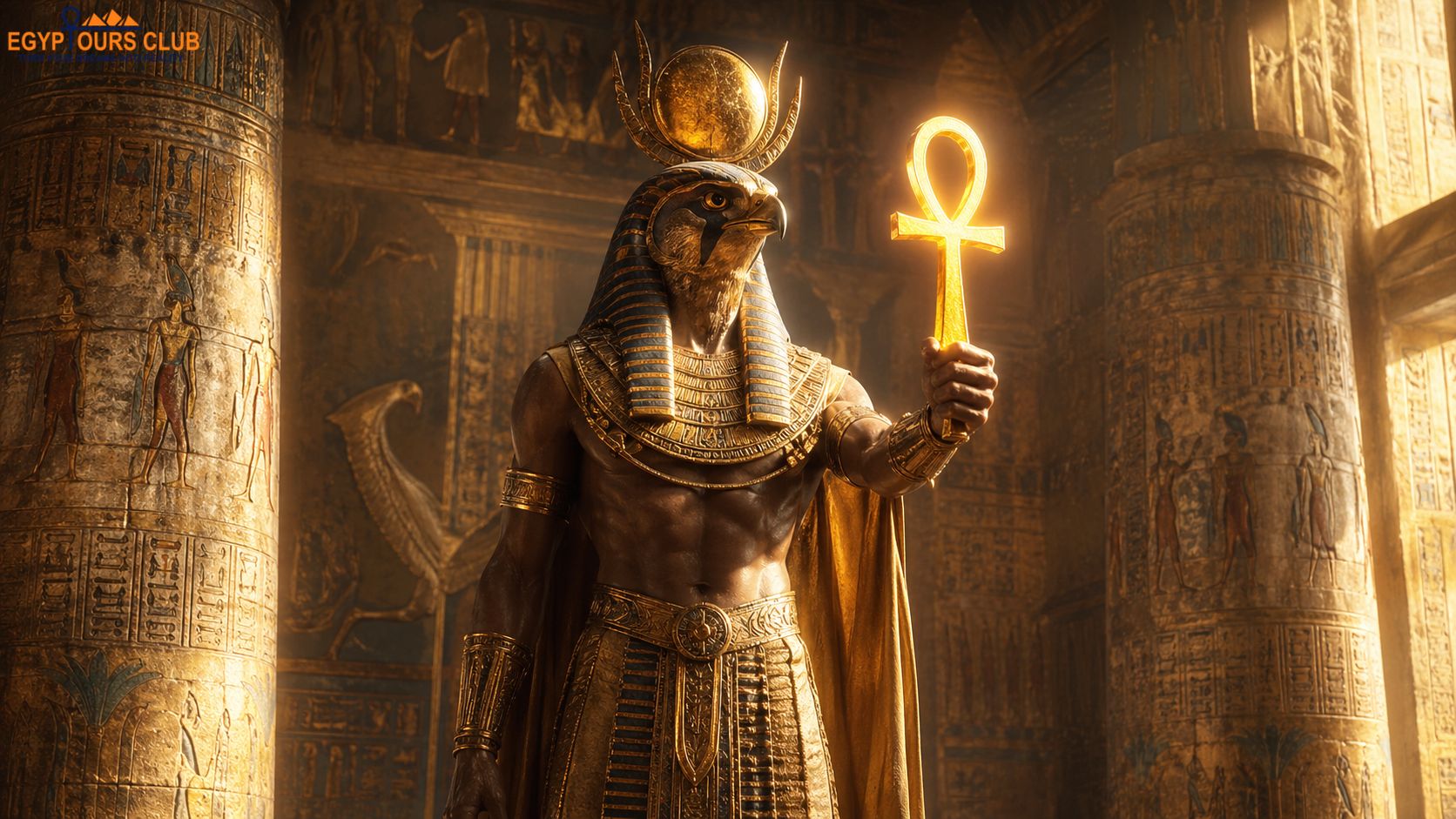 The ankh symbol in ancient Egyptian art representing life and divine power