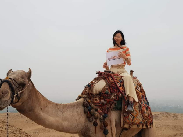On 17th Early morning Sunrise with the camel riding by the pyramids