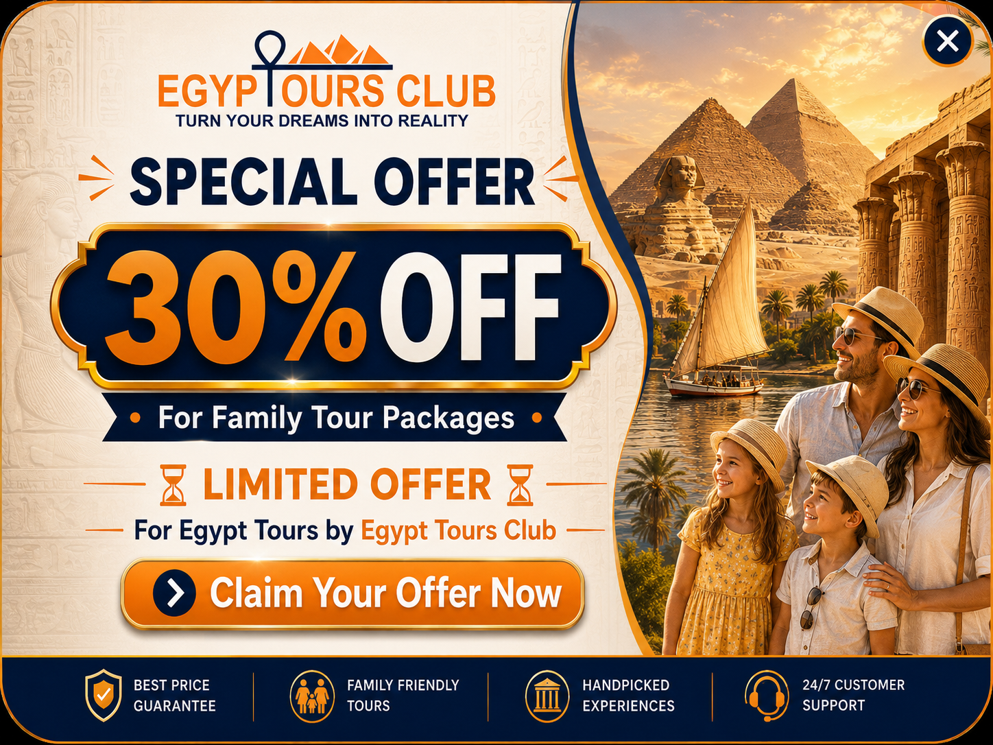 Paquetes Familiares en Egipto: 30% OFF (Oferta por Tiempo Limitado)