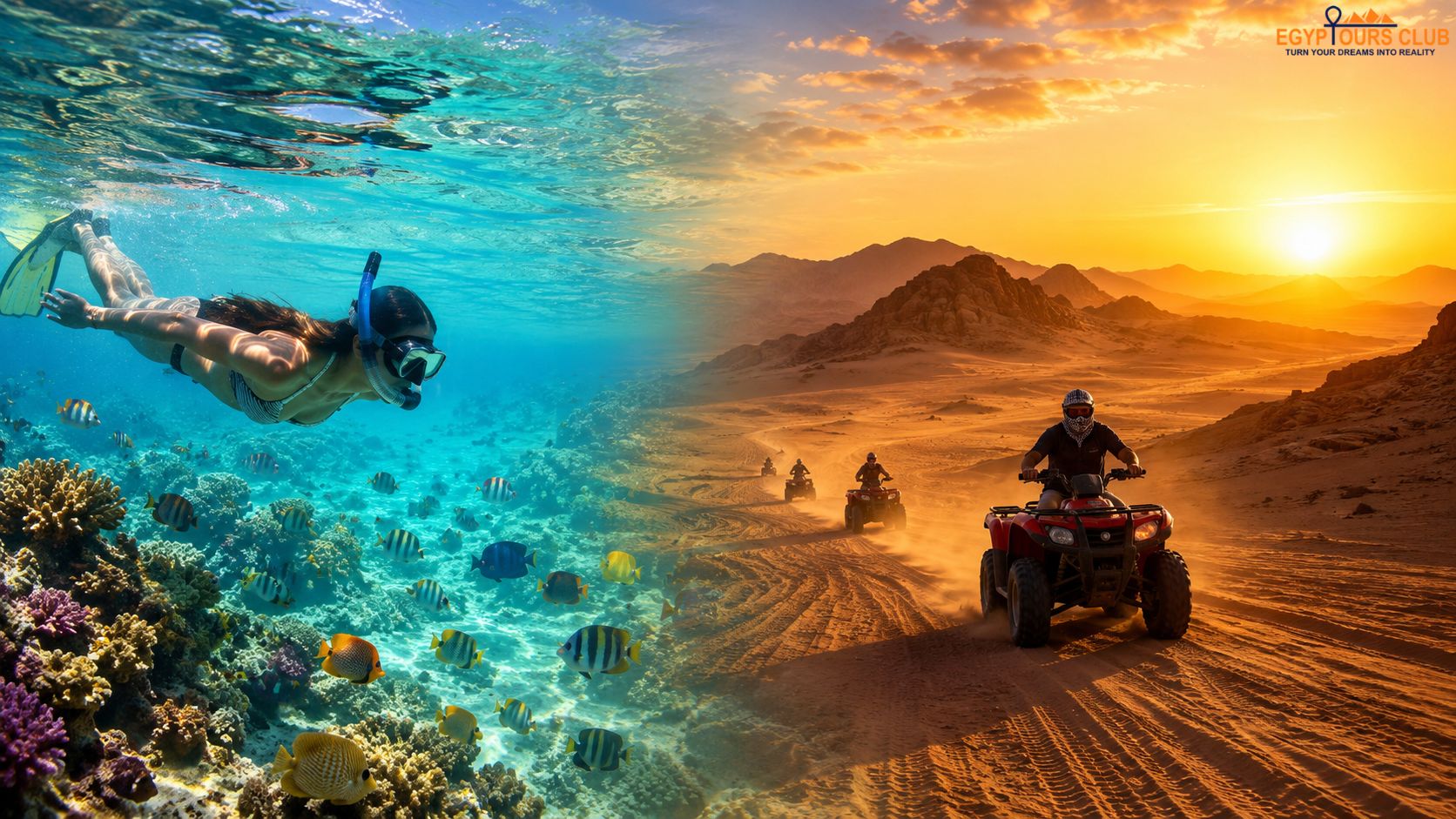sharm el sheikh desert safari and snorkeling tour . banner