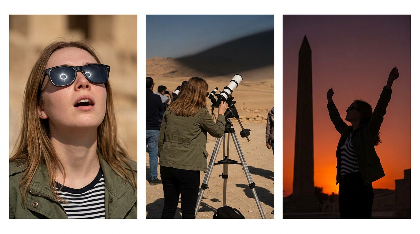 2027 total solar eclipse luxor egypt . banner