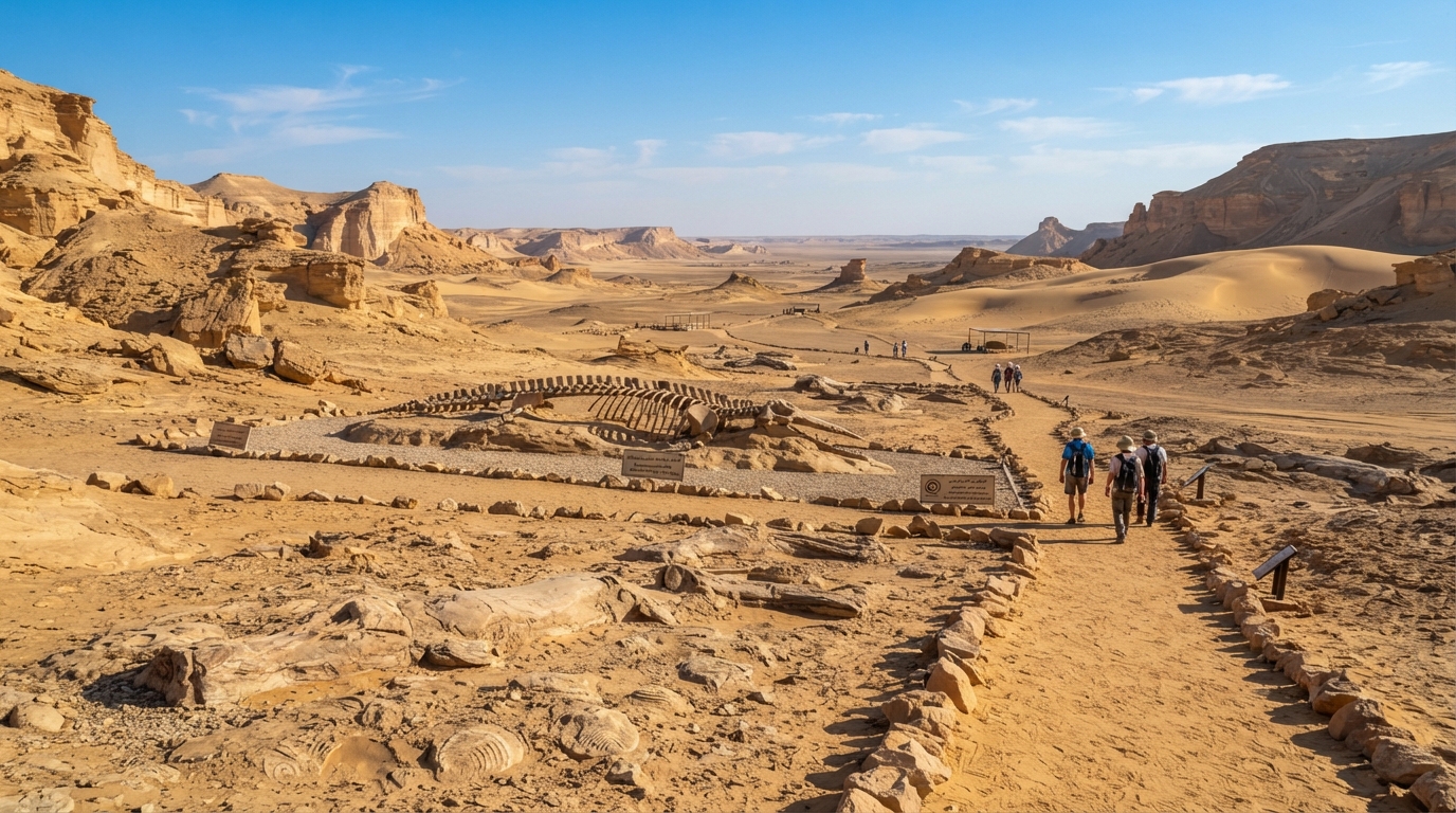 Wadi El Hitan in Fayoum, Egypt . banner
