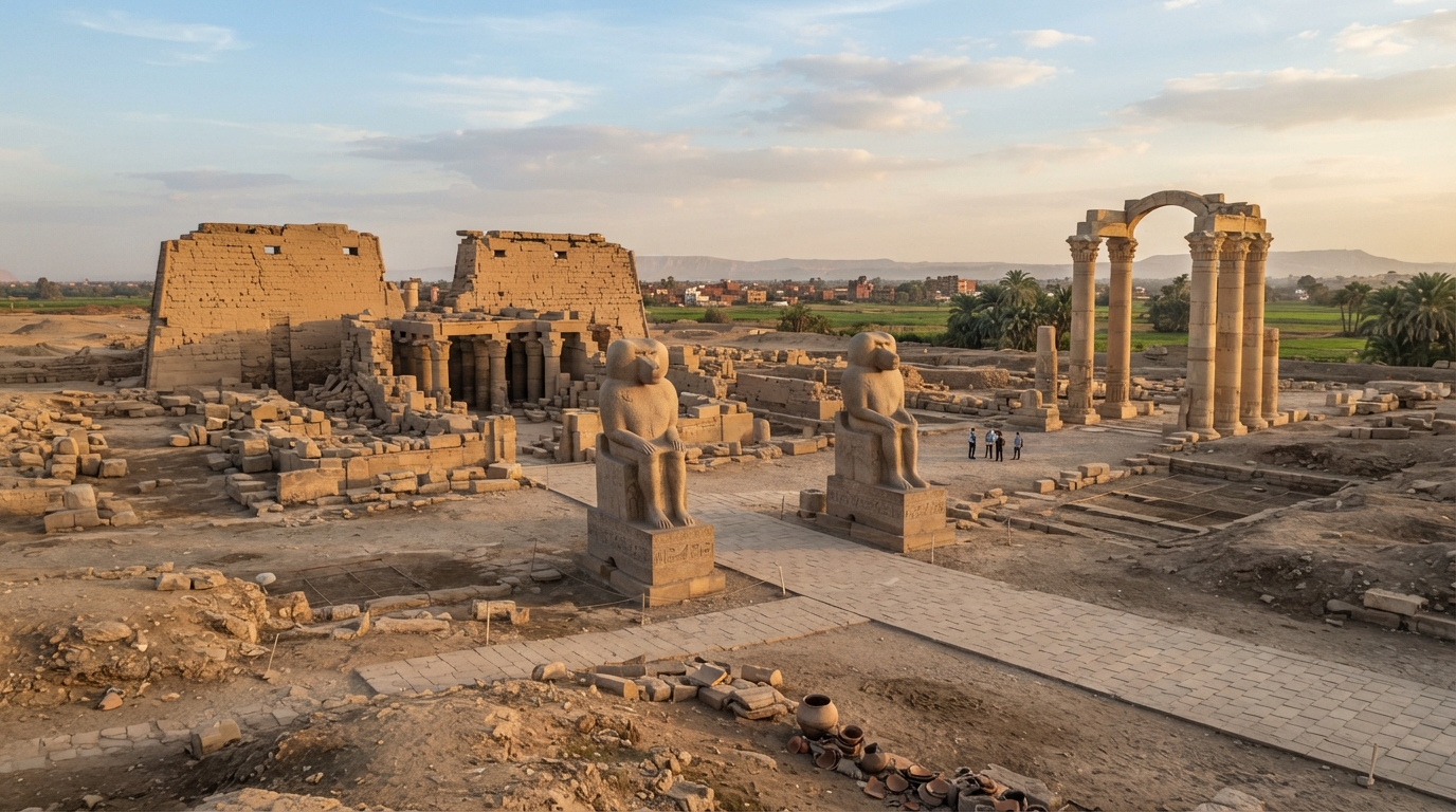 El Ashmunein (Hermopolis Magna), Egypt . banner