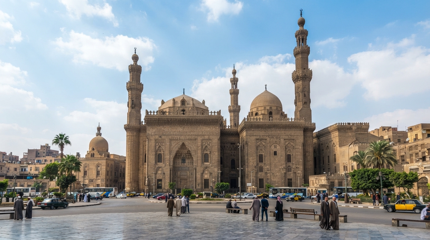Mezquita del Sultán Hassan en El Cairo . banner