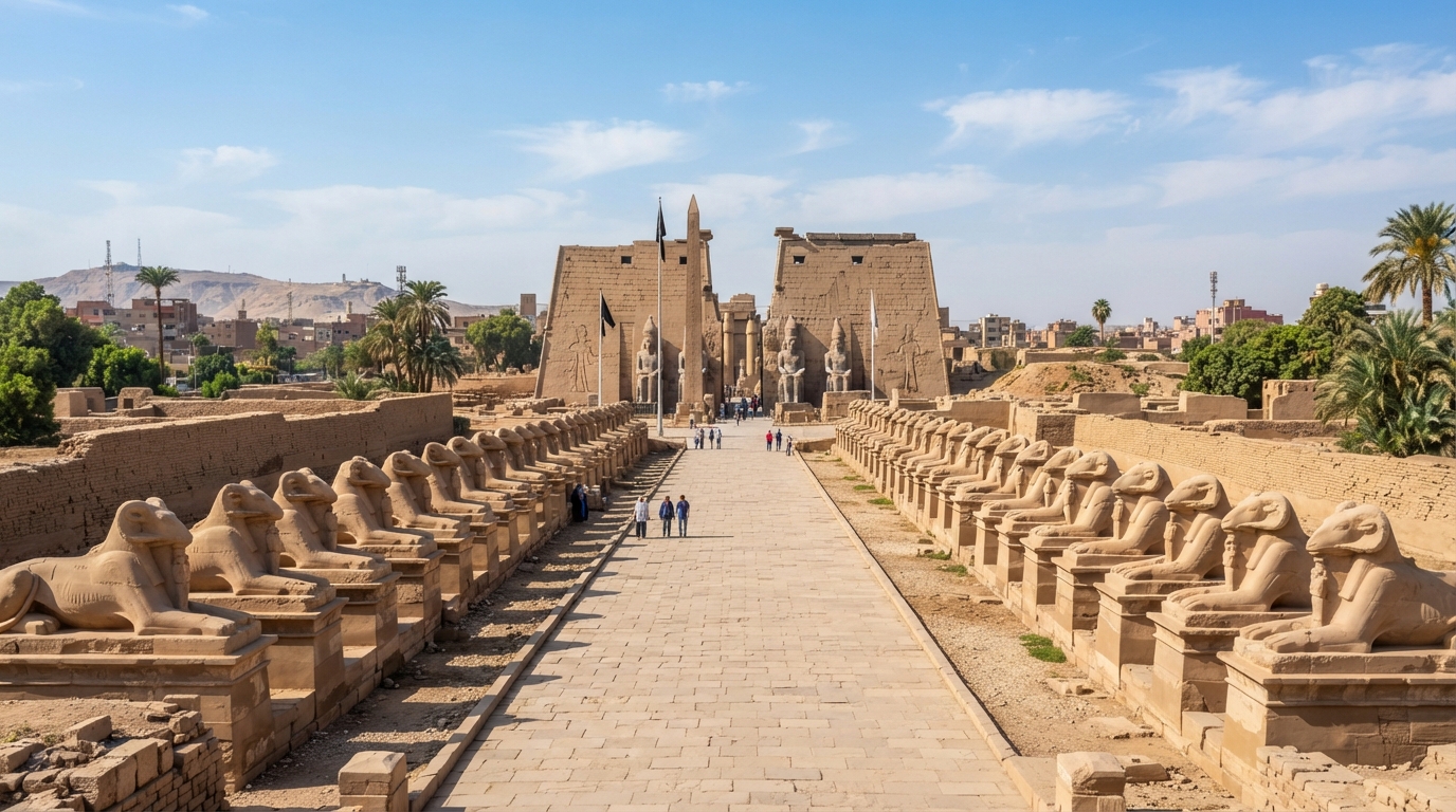 Avenue of Sphinxes at Luxor connecting Luxor Temple and Karnak