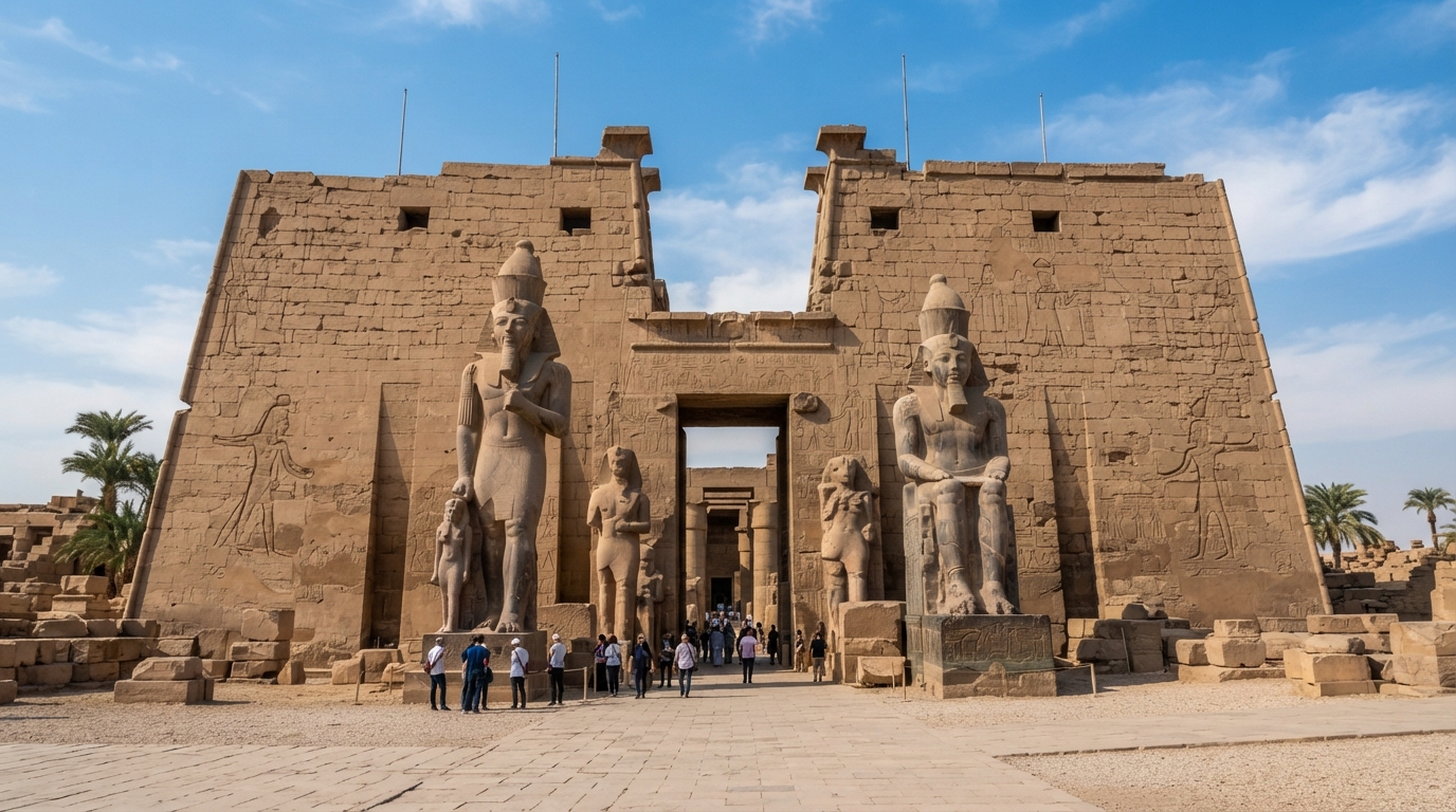First Pylon and Ramesses II statues at Luxor Temple
