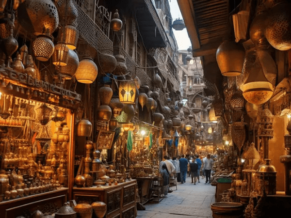 Camminando per un'ora nel bazar di Khan El Khalili